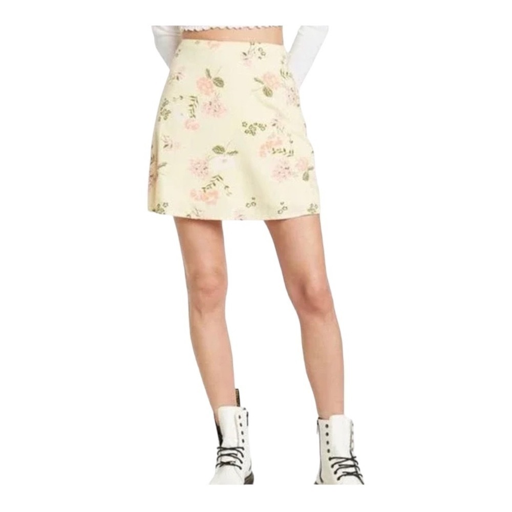 Abound Floral Yellow Mini Skirt Size S